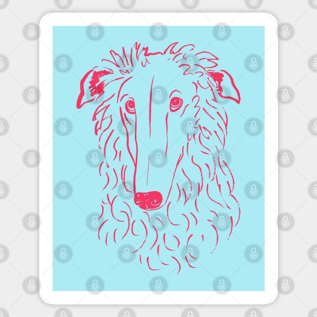 Borzoi (Blue and Pink) Sticker by illucalliart